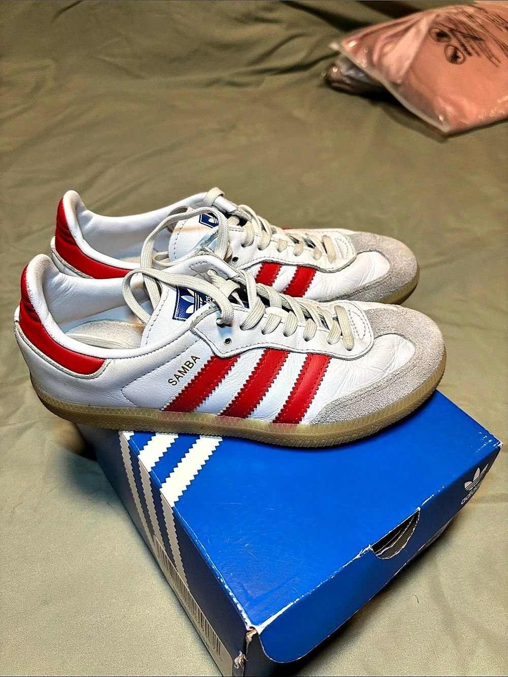 adidas Samba OG C Sneakers White & Red US 2 NWT